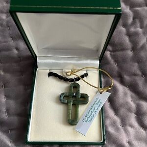 Celtic Cross Pendant with satin rope necklace